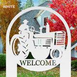 Farmhouse Welcome Stake Sign Tractor Theme Outside Decorations for Yard