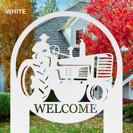Farmhouse Welcome Stake Sign Tractor Theme Outside Decorations for Yard