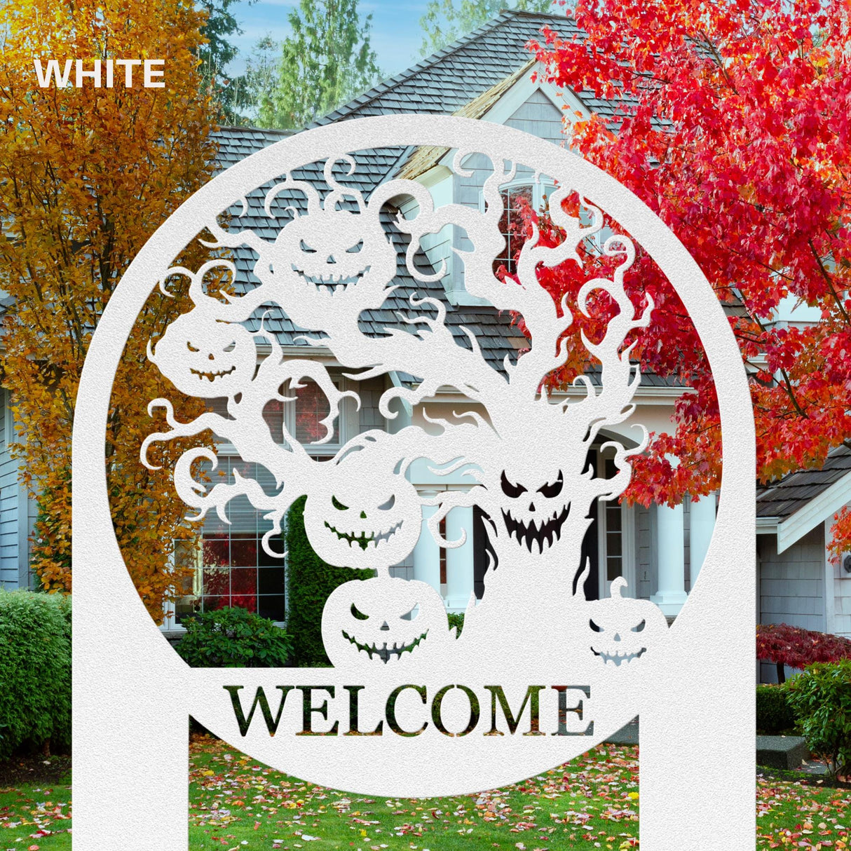 Pumpkin Welcome Sign Yard Staked Outdoor Fall Decor Autumn Spooky Decorations