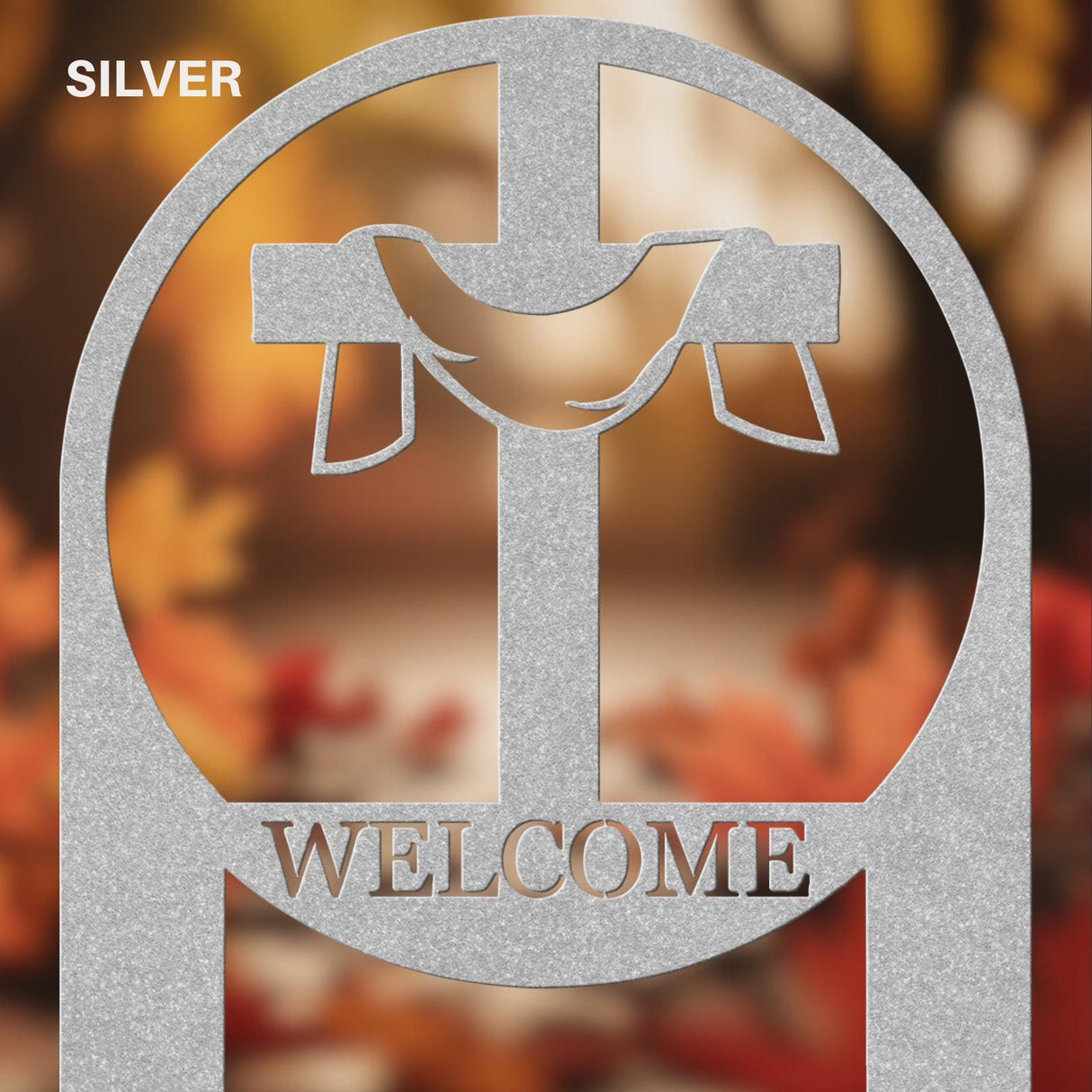 Cross Welcome Sign Yard Staked Outdoor Christian Front Lawn Metal Staked Art