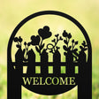 Flowers Fence Welcome Sign