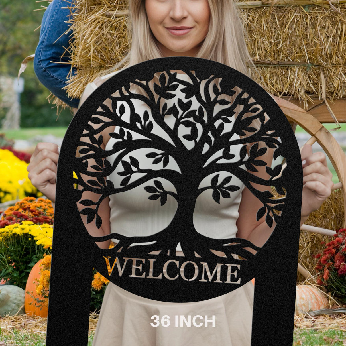 Tree of Life Welcome Stake Sign Front Landscaping Outdoor Yard Decor