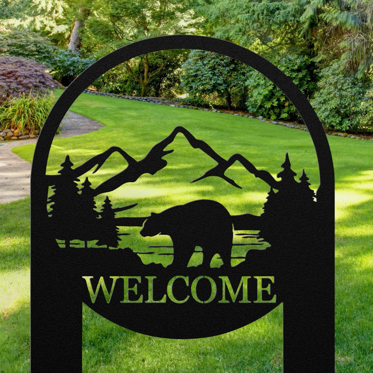 Bear Outdoor Welcome Stake Sign
