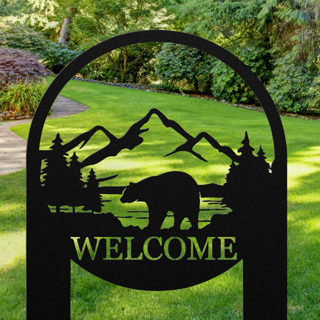 Bear Outdoor Welcome Stake Sign