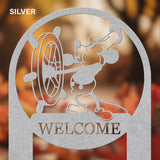Steamboat Willie Outdoor Decor Stake Metal Welcome Sign