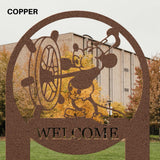 Steamboat Willie Outdoor Decor Stake Metal Welcome Sign