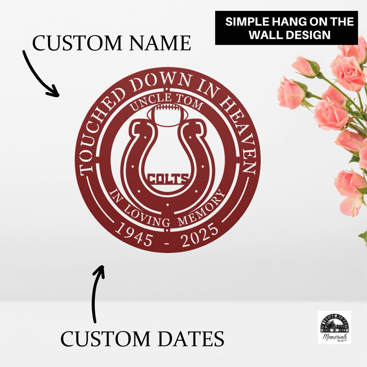 Indianapolis Football Memorial Gift for Loss Sympathy Gift Touched Down in Heaven