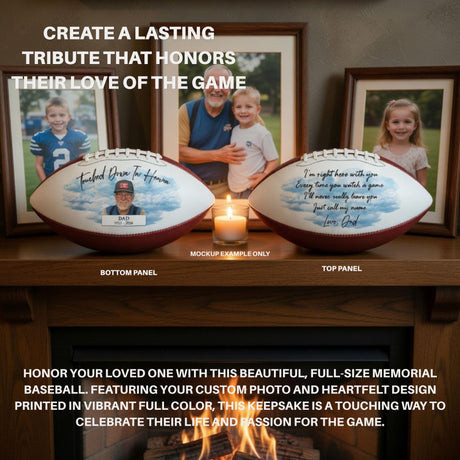 Personalized Football Memorial - Touched Down In Heaven Photo Football Gift for Dad or Player
