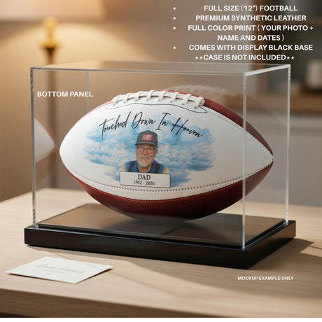 Personalized Football Memorial - Touched Down In Heaven Photo Football Gift for Dad or Player