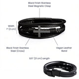 Men's Cross Leather Bracelet Memorial Gift - Farming Heaven's Fields Tractor Sympathy for Dad