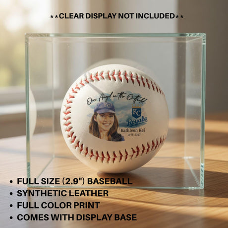 Personalized Baseball Team Memorial Ball - Our Angel in the Outfield Photo Sports Fan Gift
