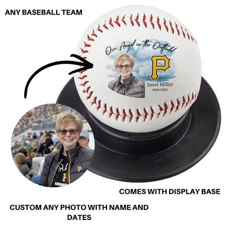 Personalized Baseball Team Memorial Ball - Our Angel in the Outfield Photo Sports Fan Gift