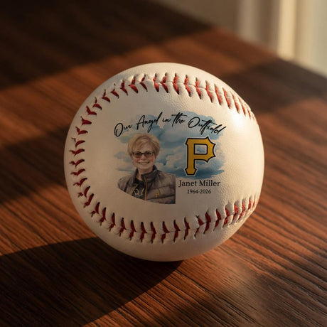 Personalized Baseball Team Memorial Ball - Our Angel in the Outfield Photo Sports Fan Gift