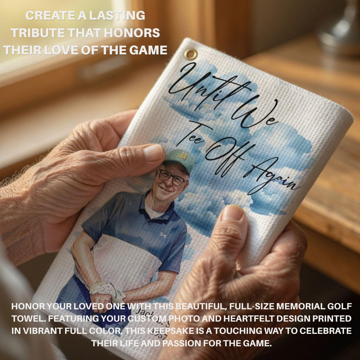 Personalized Golf Towel Memorial Gift - Until We Tee Off Again Photo Golfing Dad Sympathy