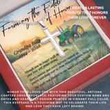 Farming the Fields of Heaven - Personalized Memorial Cross Necklace for Farmer Grandpa