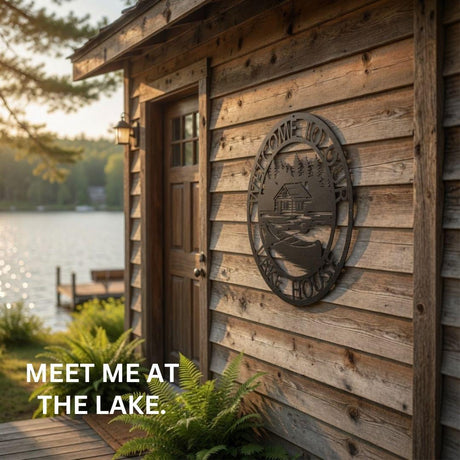 Welcome to Our Lake House Metal Sign - Cabin Canoe Outdoor Porch Decor Lakehouse Gift