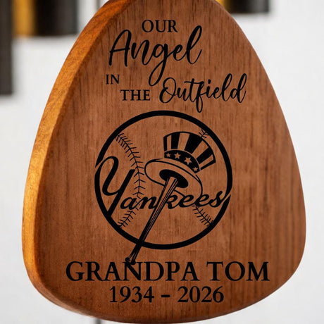New York Yankees Baseball Memorial Wind Chime - Personalized Our Angel in the Outfield