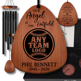Baseball Memorial Wind Chime Any Team Logo | Our Angel in the Outfield | Personalized Sports Grief Gift