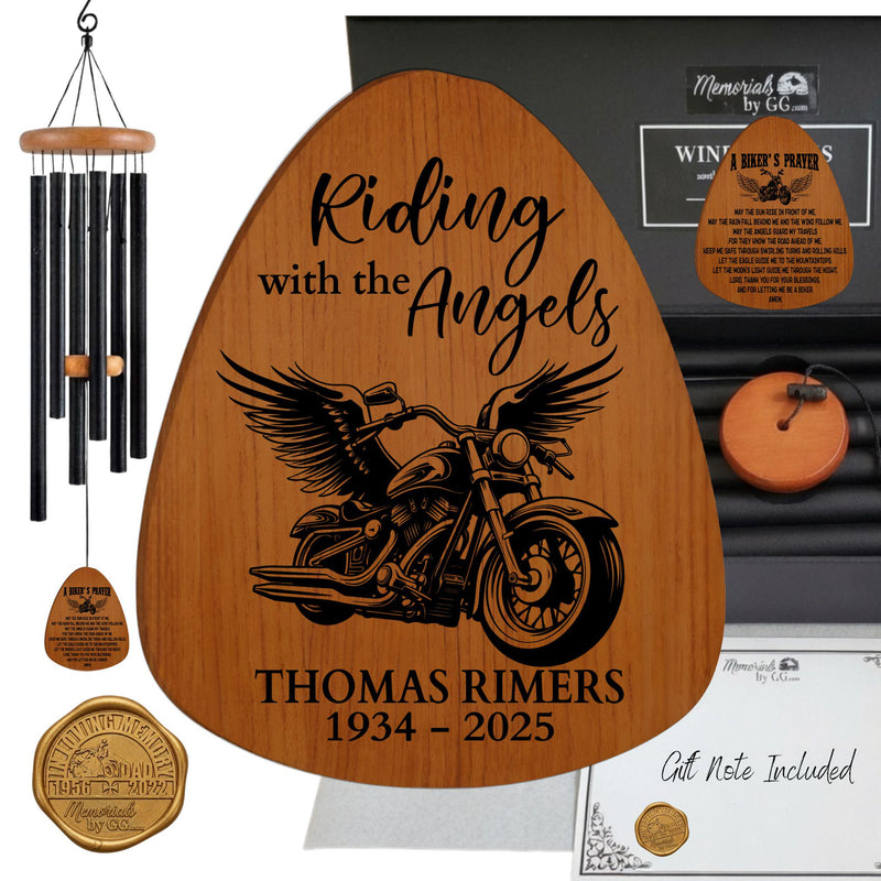 Motorcycle Sympathy Gift Wind Chimes Gift Laser Engraved Biker Memorial Gift for Dad