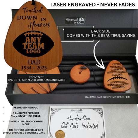 American Football Team Memorial Wind Chimes - Laser Engraved Sports Keepsake Sympathy Gift