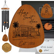 Tropical Housewarming Gift Wind Chime, Personalized New Home Gift for Couple, Laser Engrave Wooden House Warming Outdoor Porch Decor