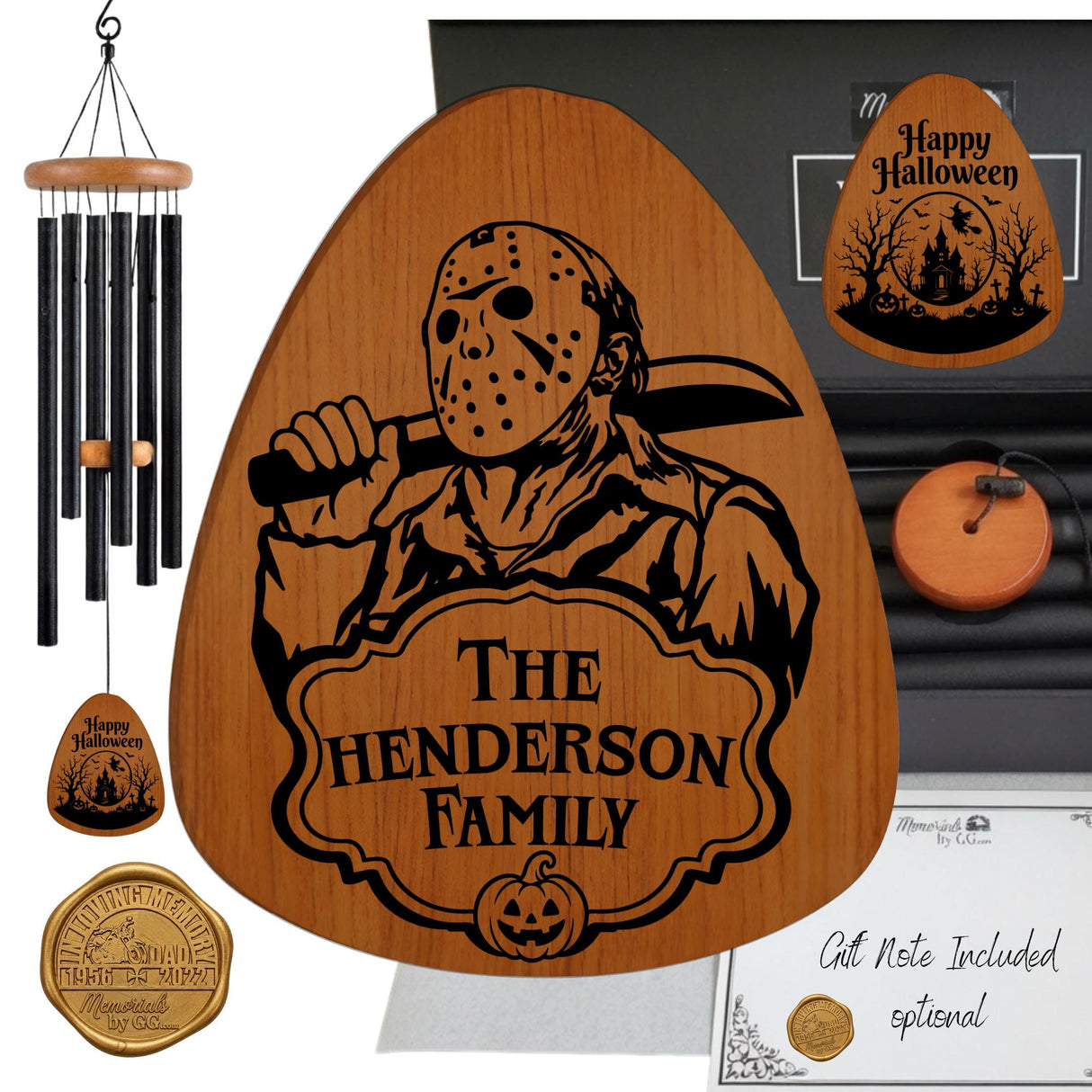 Halloween Character Wind Chime | Happy Halloween | Personalized Last Name Housewarming Gift