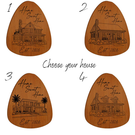 Personalized Housewarming Gift Wind Chime, Custom New Home Gift for Couple, Engraved Wooden House Warming Windchimes Outdoor Porch Decor
