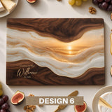 Personalized Glass Charcuterie Board, Custom Marble Wood Look Cheese Board, Closing Gifts, Realtor Kitchen Decor