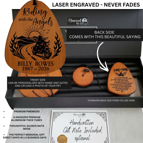 Personalized Biker Memorial Wind Chime, Sympathetic Sympathy Gift Loss of Father