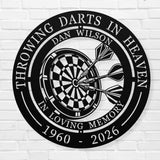 Dart Board Memorial Gift - Personalized Darts Player Sympathy Gift Throwing Darts In Heaven