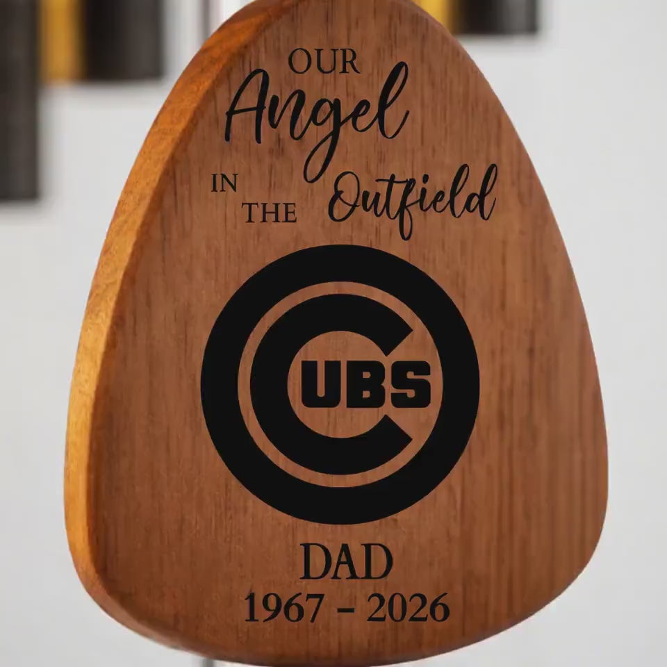 Chicago Cubs Baseball Memorial Wind Chime | Our Angel in the Outfield | Personalized Dad Sympathy Gift