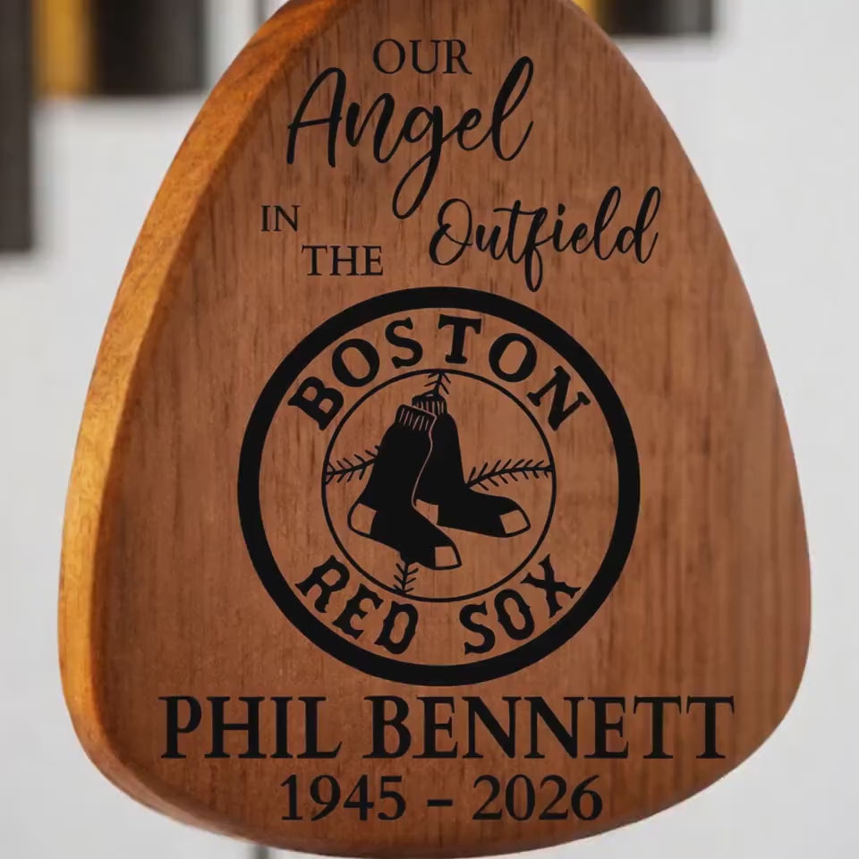 Boston Red Sox Baseball Memorial Wind Chime | Our Angel in the Outfield | Personalized Dad Sympathy Gift