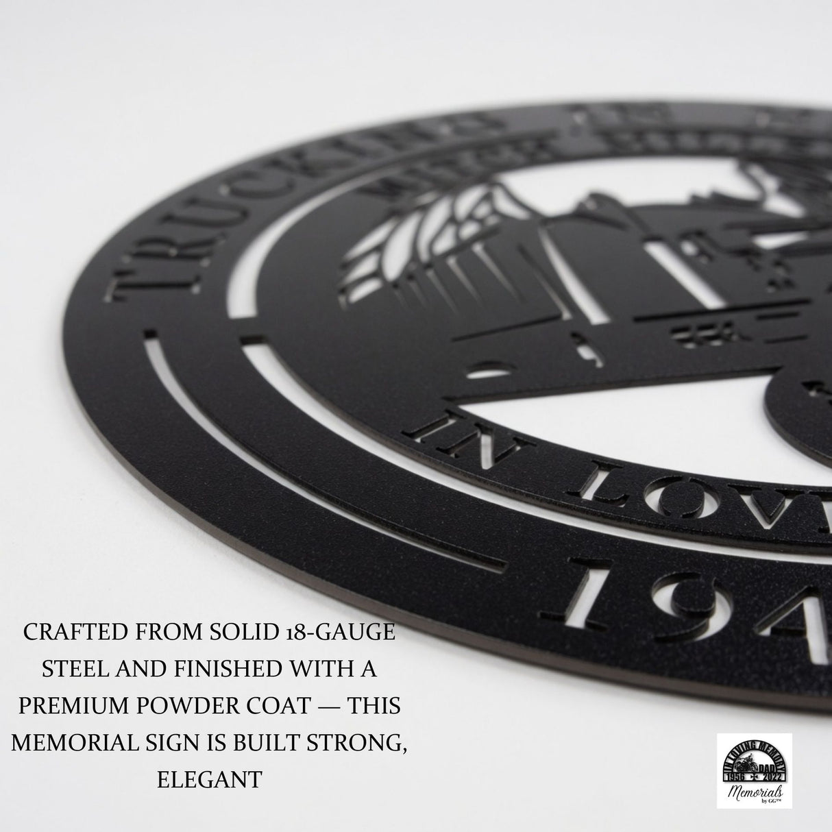 Memorial Gift For Semi Truck Driver - Trucking in Heaven Father Trucker Metal Sign