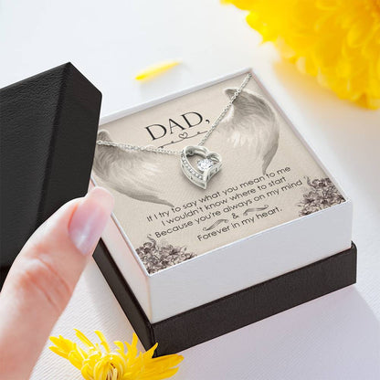 Loss of Dad Gift Necklace  - Father Forever in My Heart Necklace