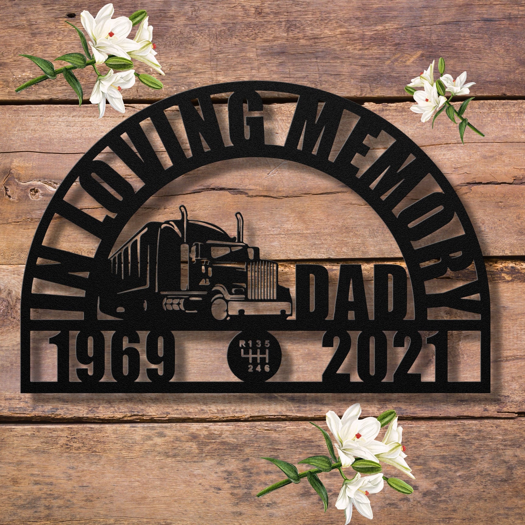 Truck Driver Sympathy Gift Loss of Father Gift | Trucker Dad Bereavement Gift | Memorial Garden Plaque | Father Grave Decorations for Dad