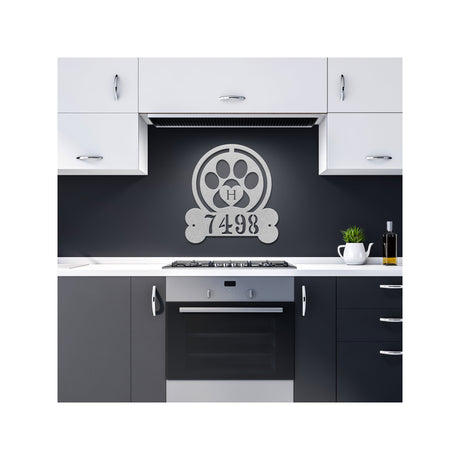 Dog Address Sign - Dog Metal Sign - Metal Dog Decor - Paw Print Address Signs - House Number Plaque - Address Plaque - House Decor