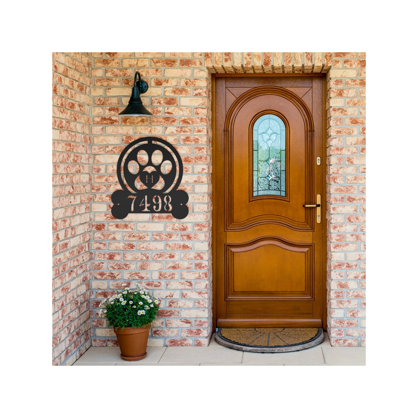 Dog Address Sign - Dog Metal Sign - Metal Dog Decor - Paw Print Address Signs - House Number Plaque - Address Plaque - House Decor