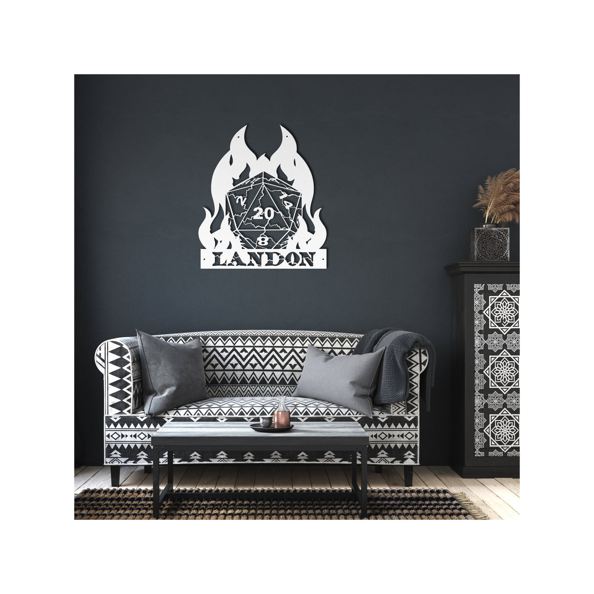 Dnd Dice Metal Wall Art - Personalized Dungeons and Dragon Gifts for Dungeon Master - RPG DM Wall Decor - Dungeon Master Wall Hanging
