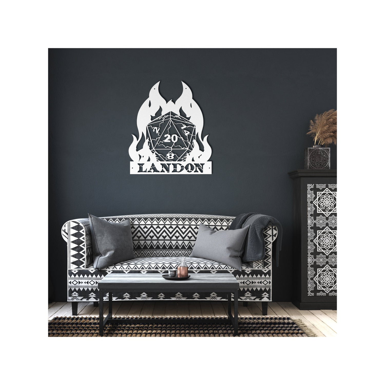 Dnd Dice Metal Wall Art - Personalized Dungeons and Dragon Gifts for Dungeon Master - RPG DM Wall Decor - Dungeon Master Wall Hanging