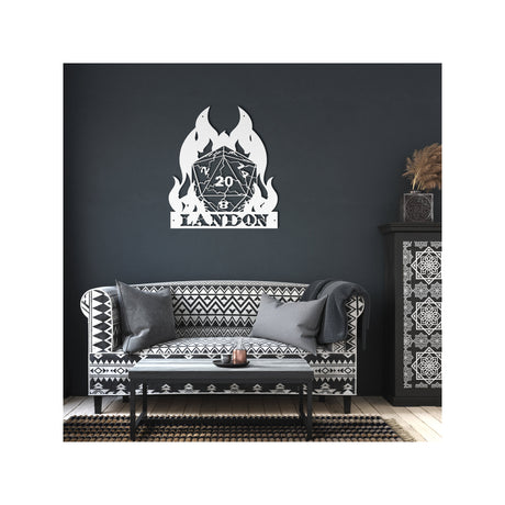 Dnd Dice Metal Wall Art - Personalized Dungeons and Dragon Gifts for Dungeon Master - RPG DM Wall Decor - Dungeon Master Wall Hanging