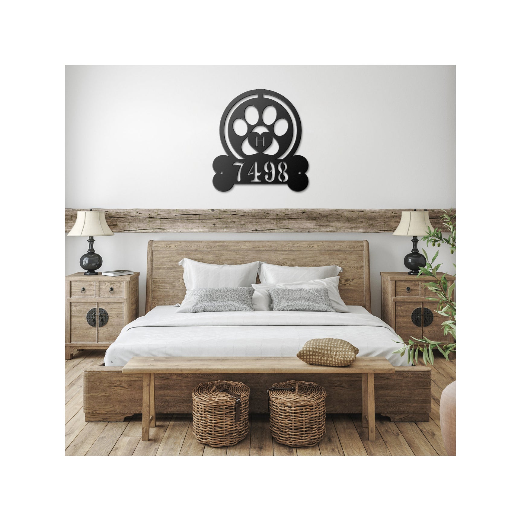Dog Address Sign - Dog Metal Sign - Metal Dog Decor - Paw Print Address Signs - House Number Plaque - Address Plaque - House Decor