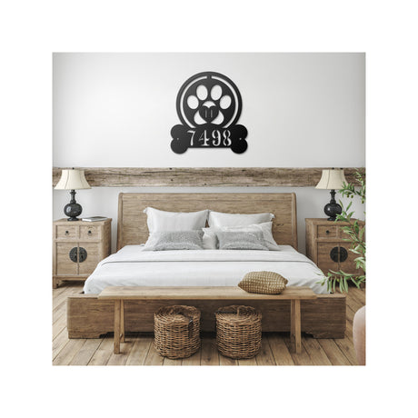 Dog Address Sign - Dog Metal Sign - Metal Dog Decor - Paw Print Address Signs - House Number Plaque - Address Plaque - House Decor