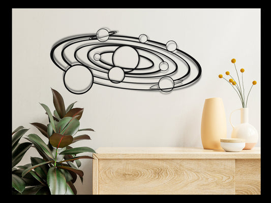Solar System Metal Wall Art - Space Theme Home Decor - Celestial Large Wall Hanging - Bedroom Outer Space Astronomy Gifts - Space Metal Sign