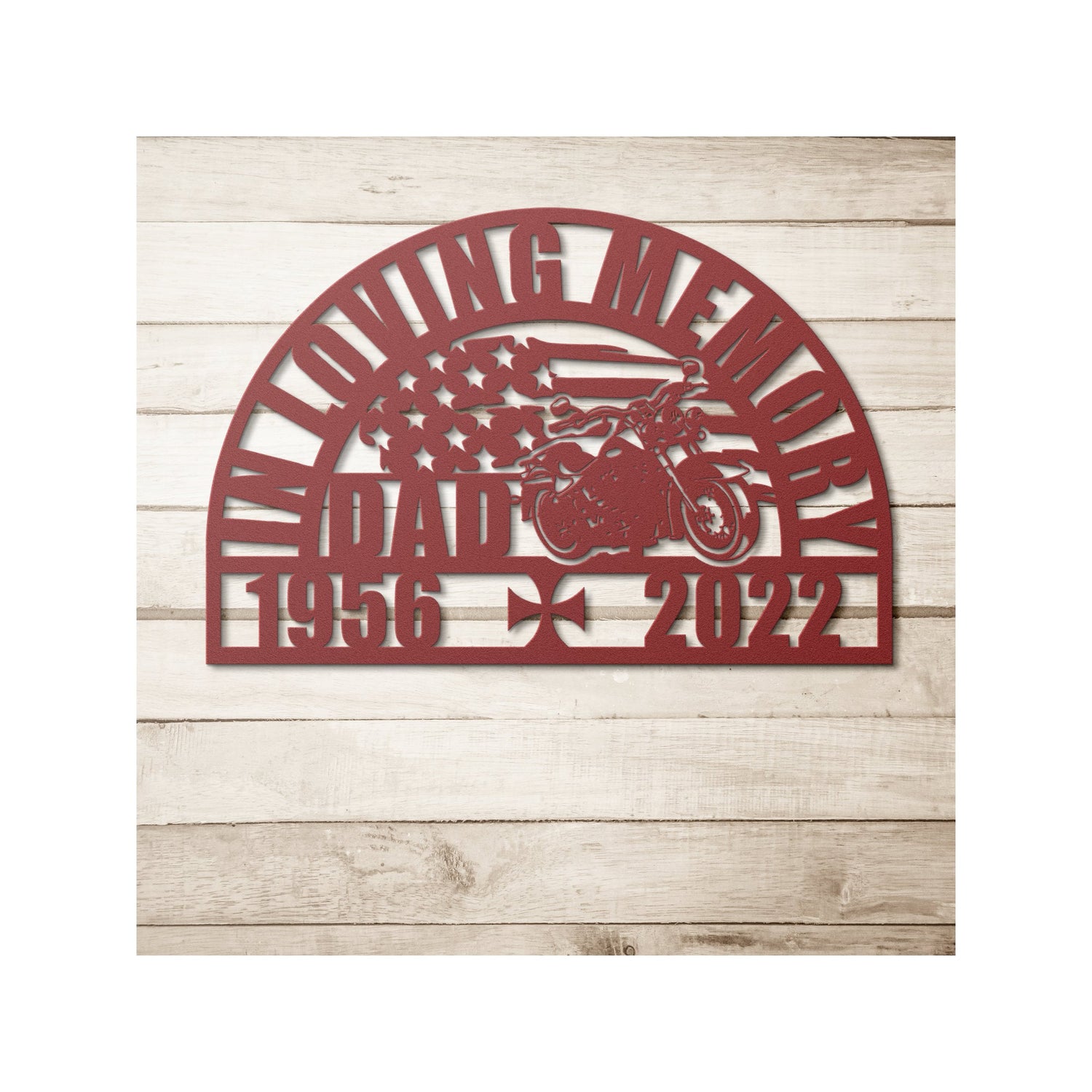 American Flag Motorcycle Sympathy Gift Loss of Father Gift, Dad Bereavement, Riding with the Angels Memorial Garden - In Loving Memory