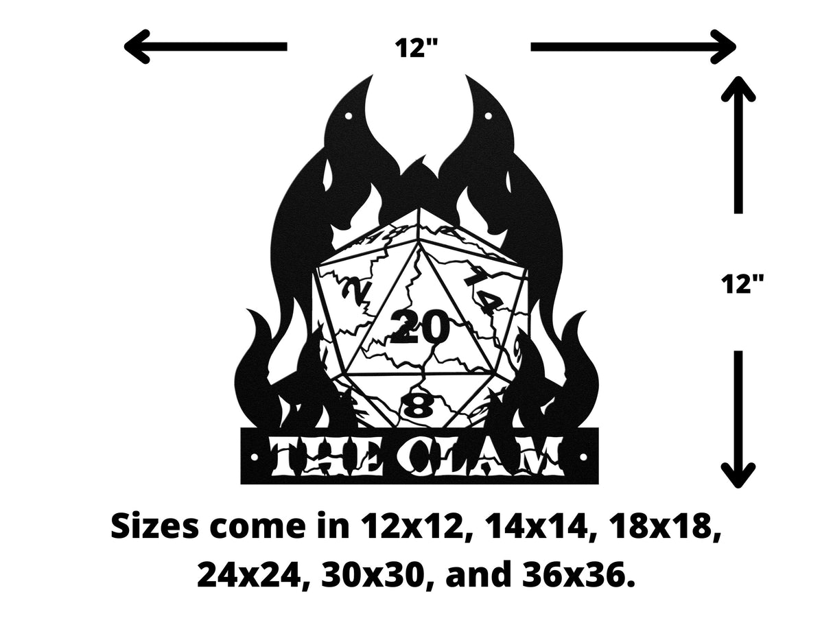 Dnd Dice Metal Wall Art - Personalized Dungeons and Dragon Gifts for Dungeon Master - RPG DM Wall Decor - Dungeon Master Wall Hanging