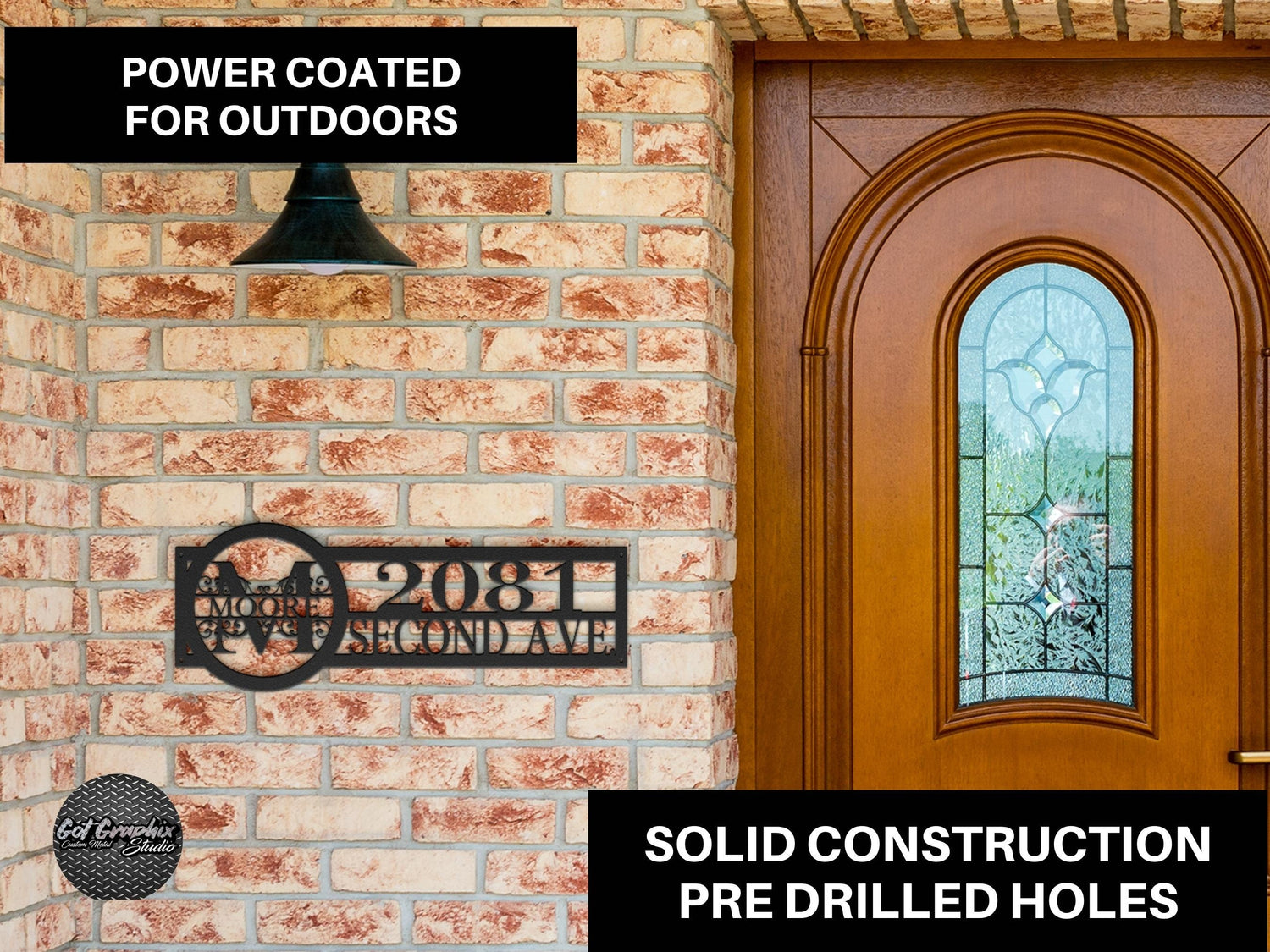 Monogram Address Sign for House | Custom Horizontal Rustic Metal Address Plaque | Personalized Outside Address Numbers and Street Metal Sign