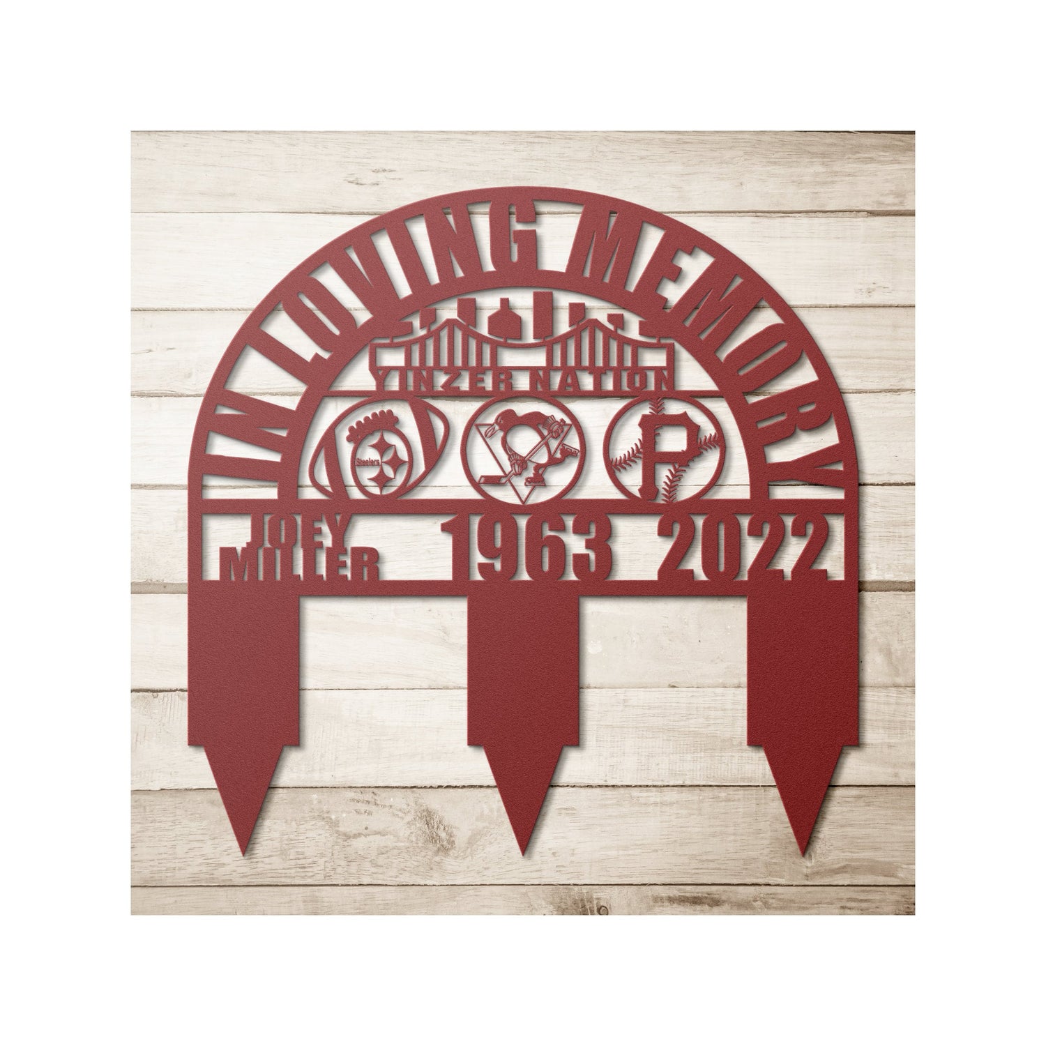 Pittsburgh Memorial Gift for Loss of Loved One | Yinzer Nation Pittsburgh Pennsylvania Grave Decoration for Sports Fan | Sympathy Gift