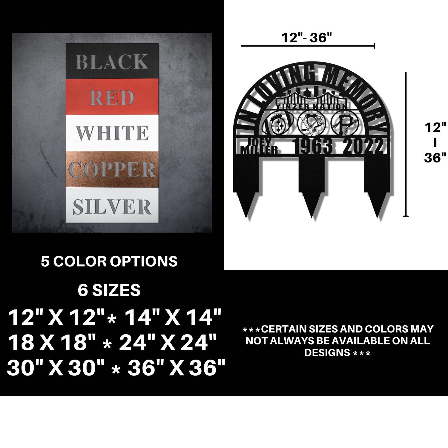 Pittsburgh Memorial Gift for Loss of Loved One | Yinzer Nation Pittsburgh Pennsylvania Grave Decoration for Sports Fan | Sympathy Gift