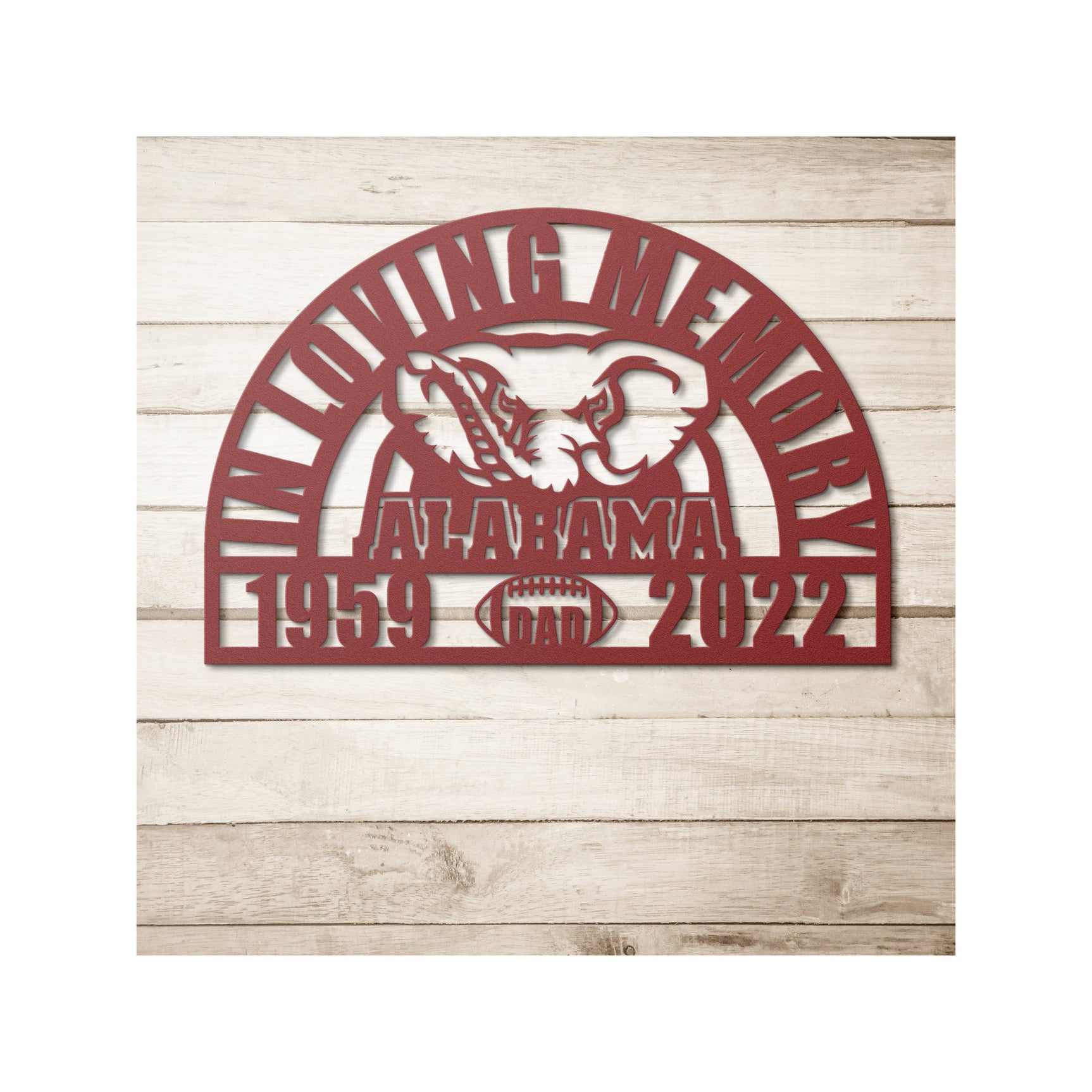 Alabama Football Roll Tide Memorial Sign, Custom Football Sympathy Gift For Men