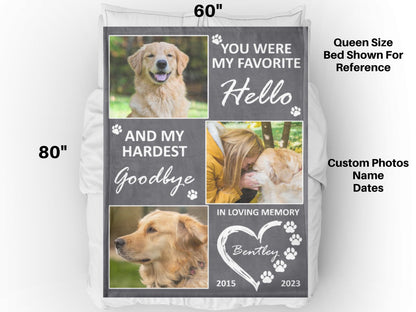 Custom Pet Memorial Blanket, Dog Sympathy Gift for Loss of Pet, Dog Owner Keepsake Memory Present, In Loving Memory Pet Condolence Throw